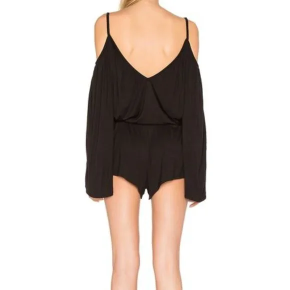 *SOLD* Chaser Cold Shoulder Cami Romper Black Sz L - Picture 4 of 11